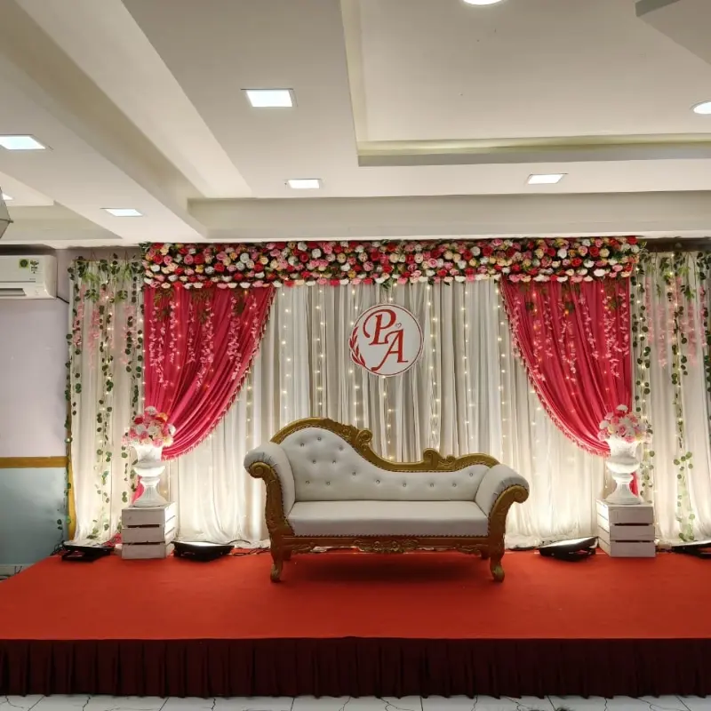 Elegant wedding stage decoration setup in Chennai
