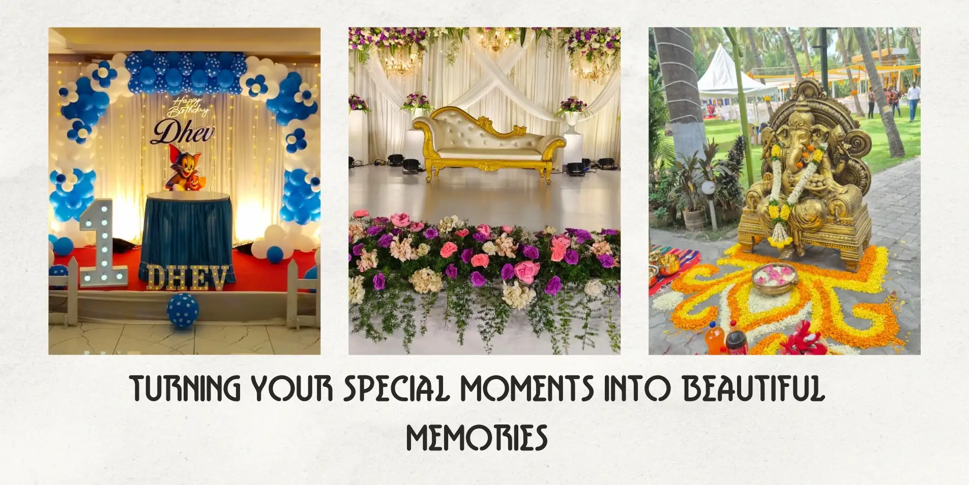 Traditional wedding decoration setup in Chennai
